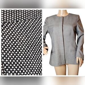 Ann Taylor 8 Tall grey blazer. Black white grey dotted. Pockets.